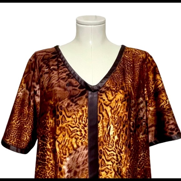 Animal print stretchy v neck retro Muu Muu size 18 - Picture 4 of 7